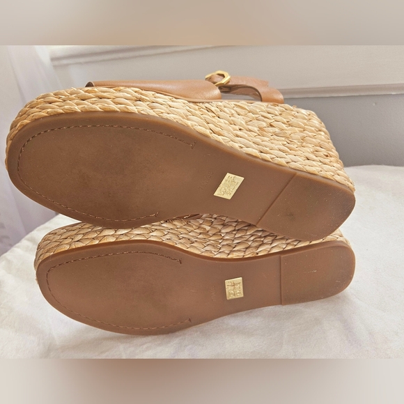 Louise et Cie Paley Leather Braided Straw Wedge Sandals 7.5 - Picture 4 of 12